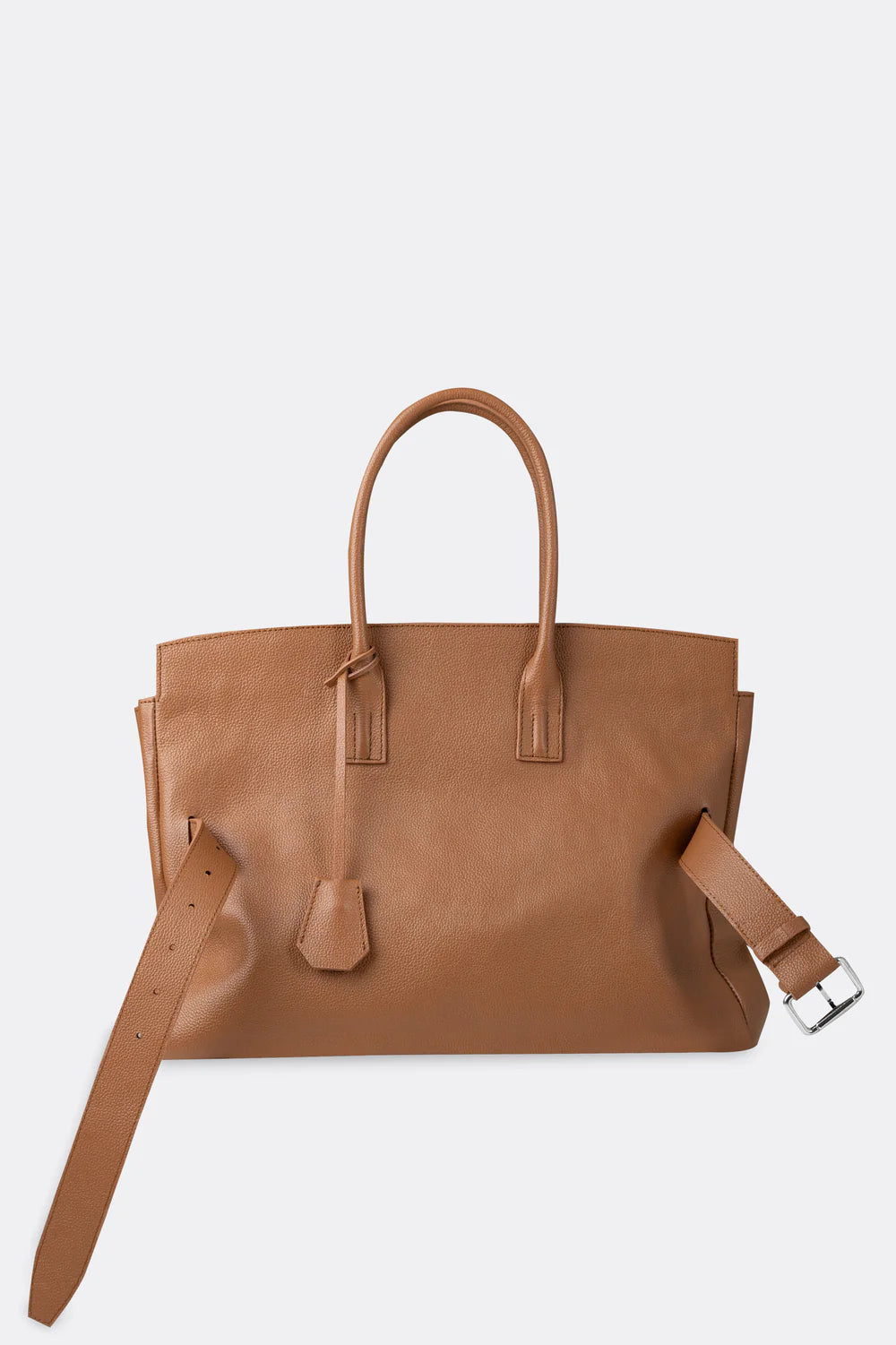 Affix Grain Leather Shoulder Bag in Brown