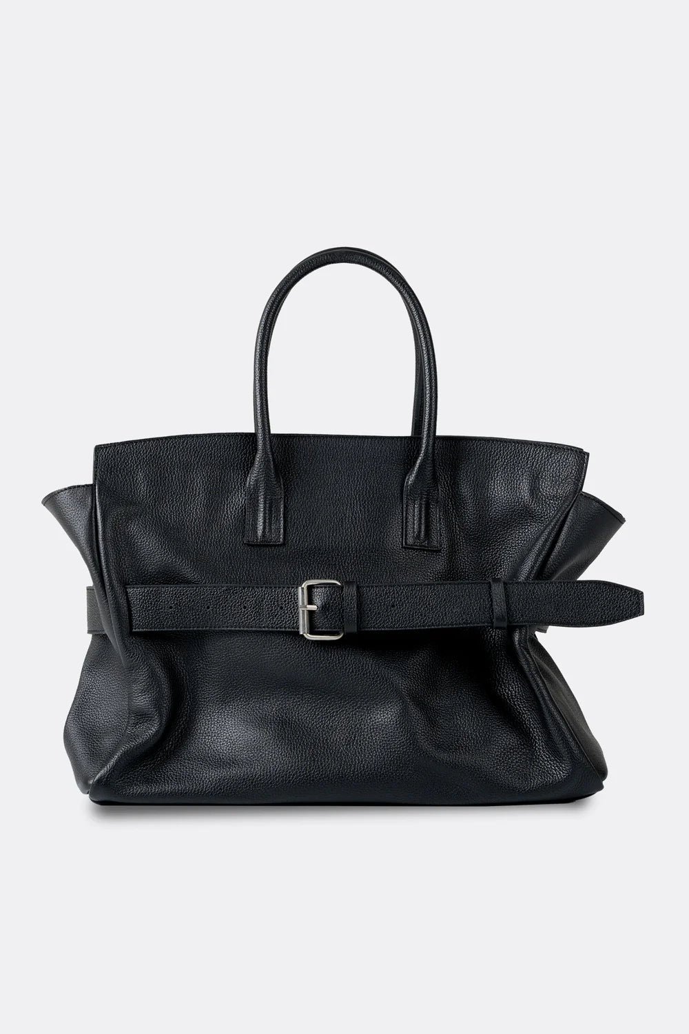 Affix Grain Leather Shoulder Bag in Black