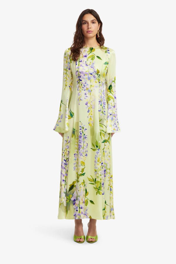 Francesca Belted Floral Maxi Dress in Green