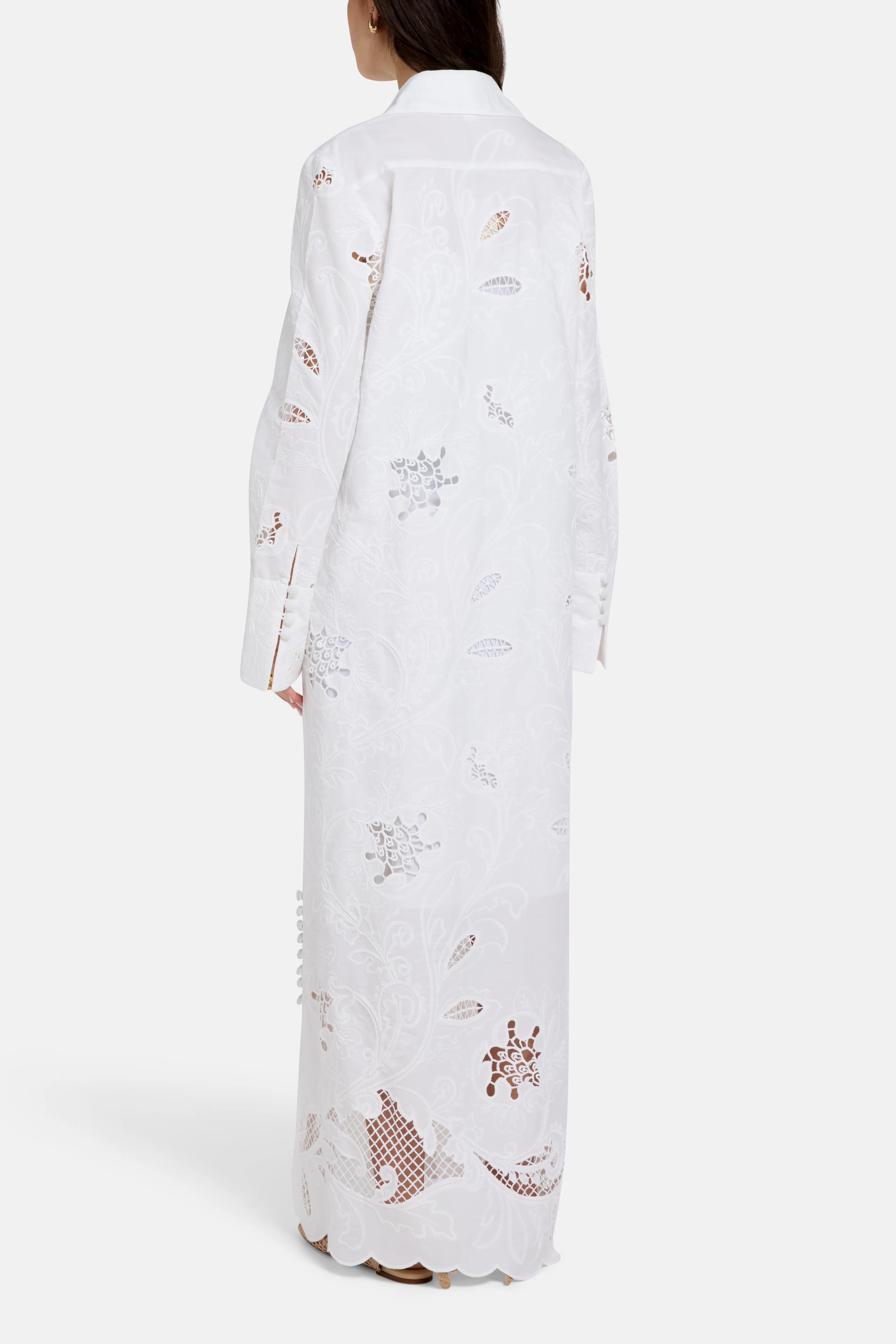 Lana Embroidered Cotton Maxi Dress in White