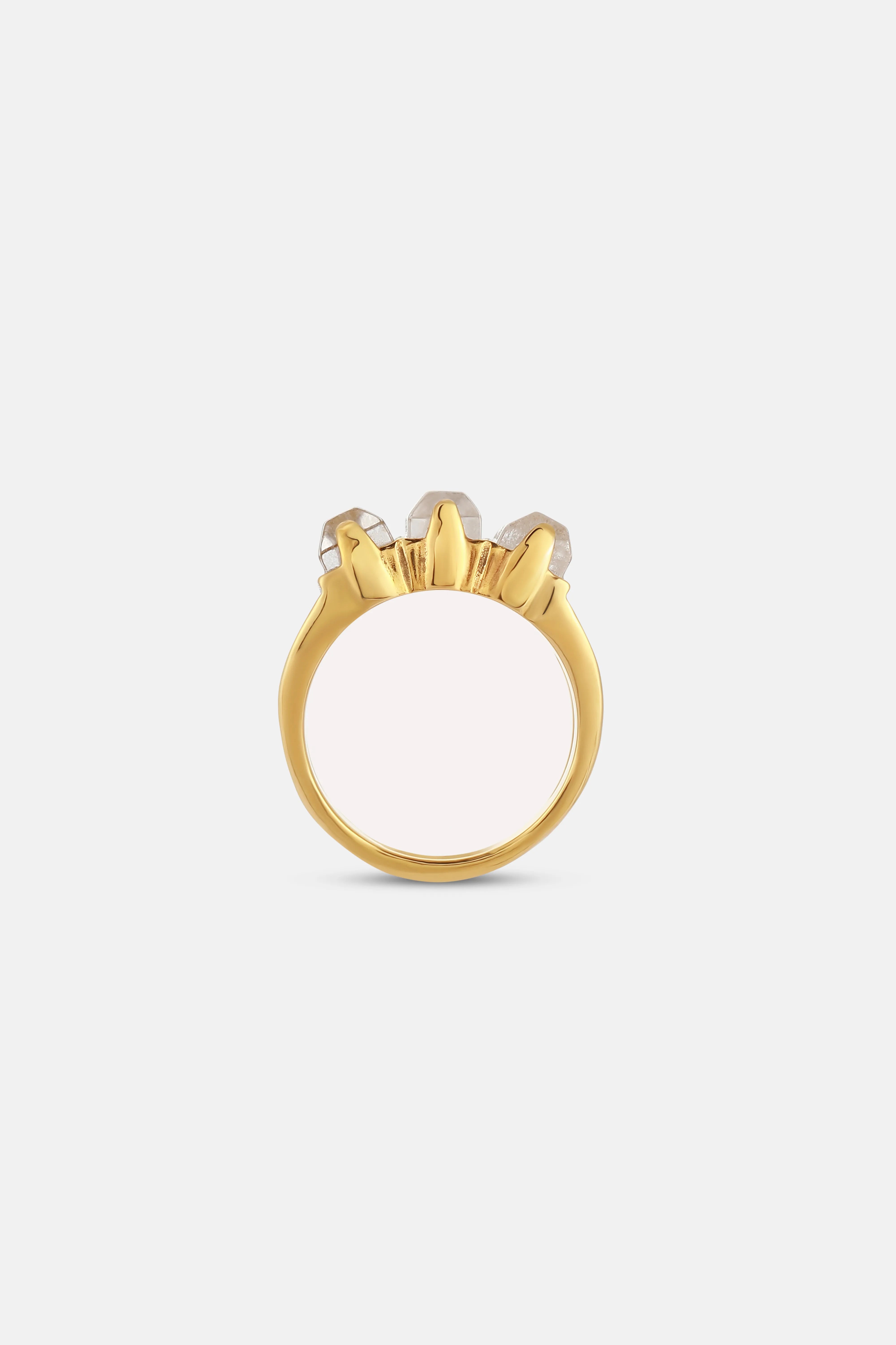 Triple Stones Crystal Ring in Gold
