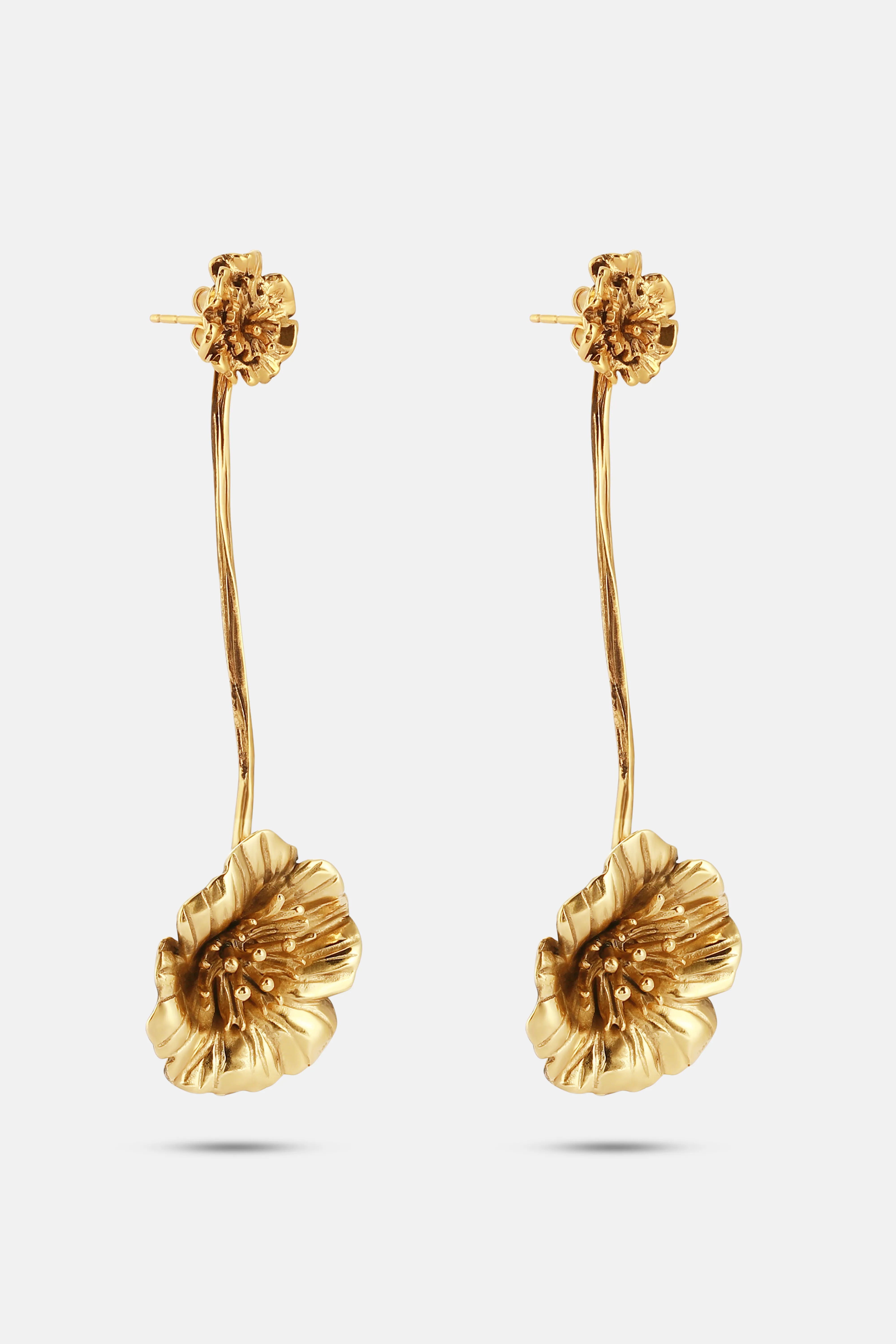 أقراط "Pin Pendant Fleur" الذهبية