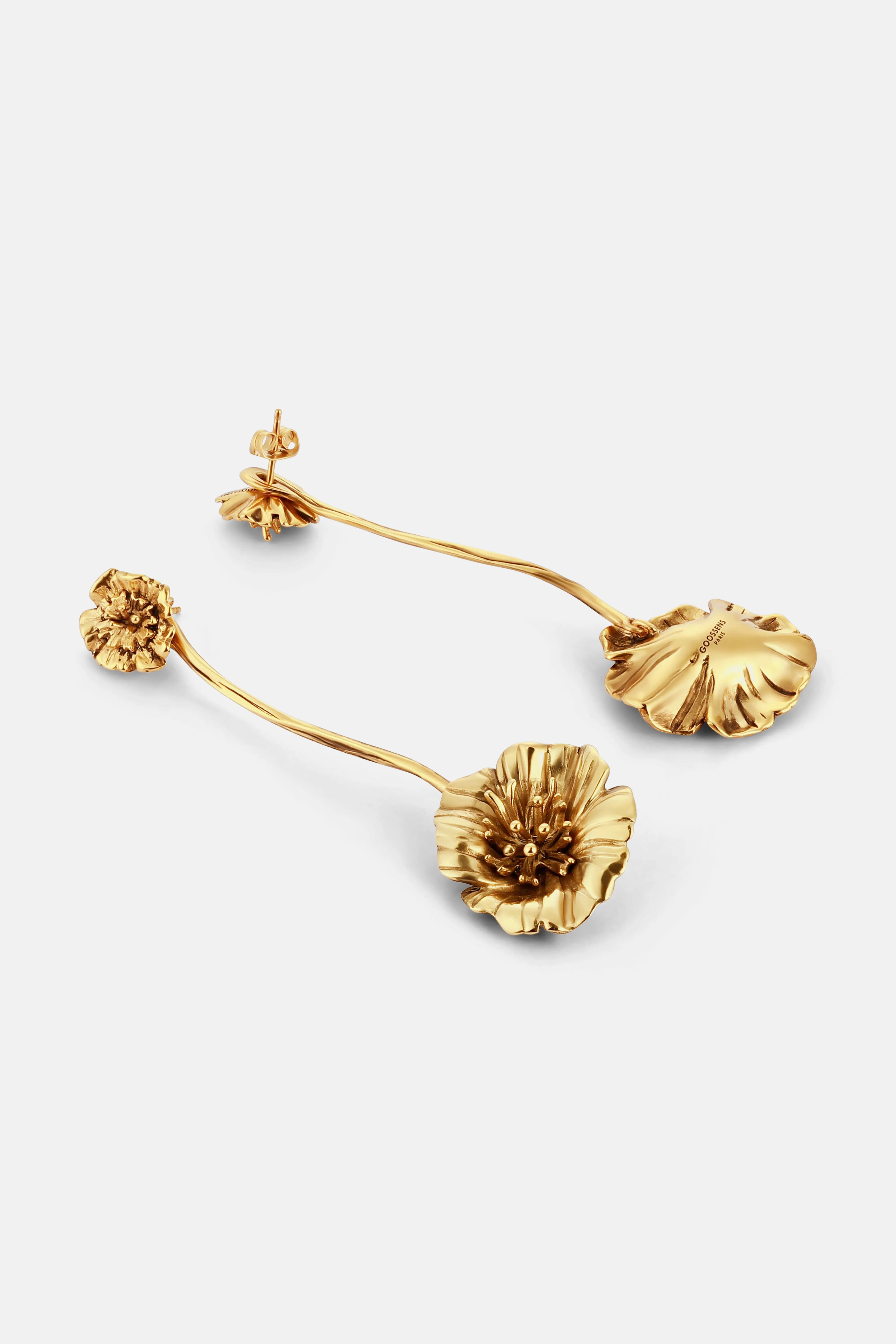 أقراط "Pin Pendant Fleur" الذهبية