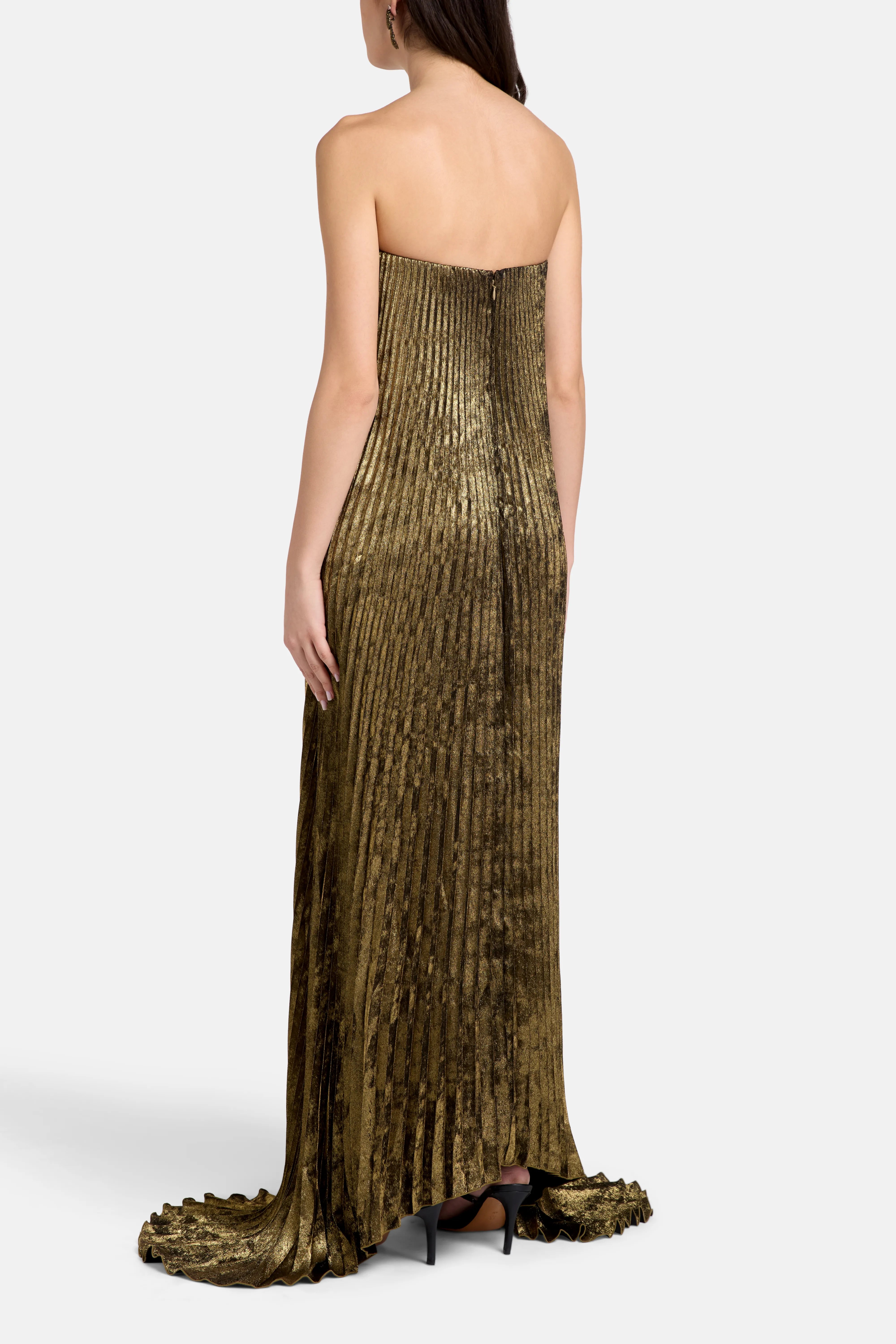 Black Tie Strapless Evening Dress in Gold
