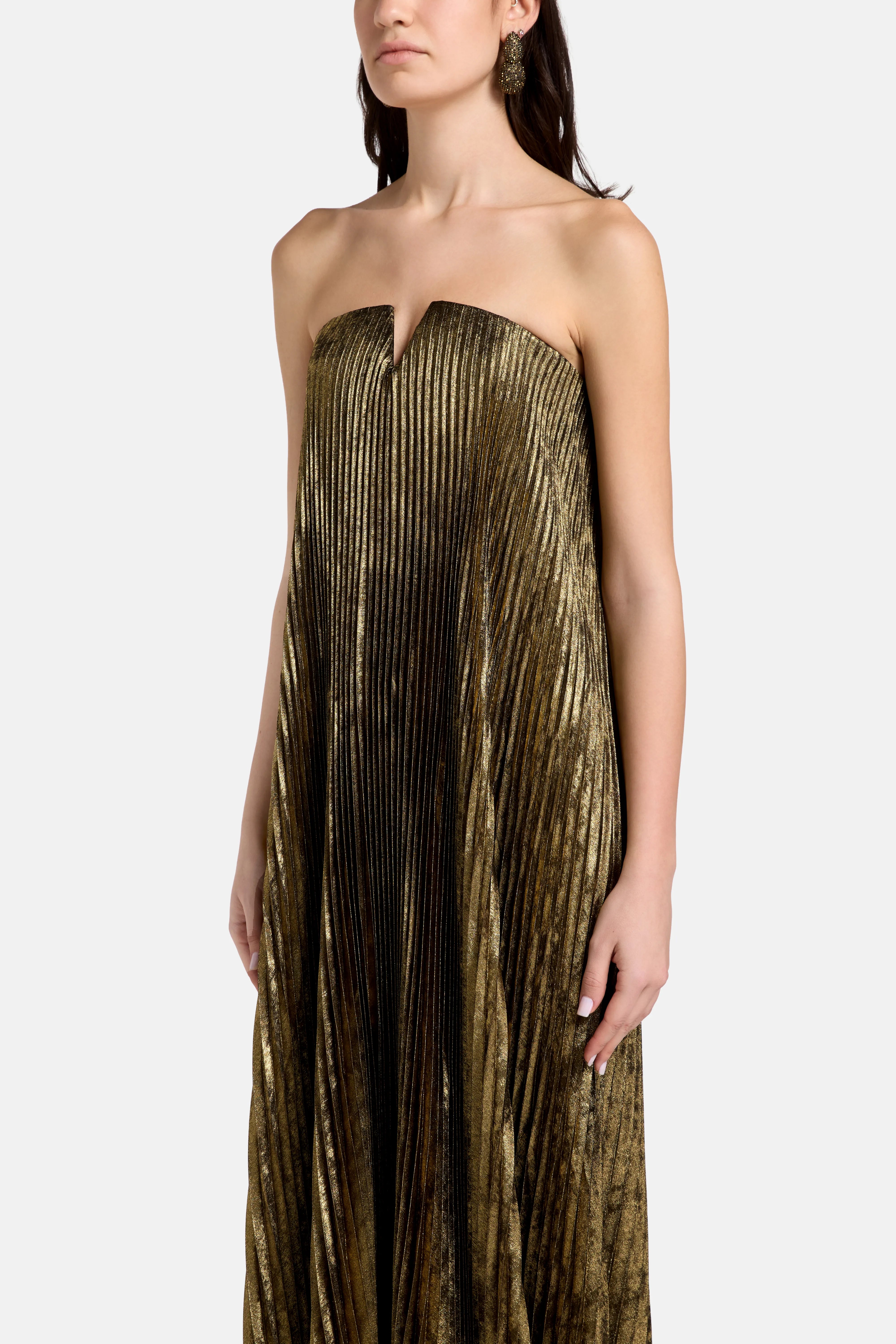 Black Tie Strapless Evening Dress in Gold