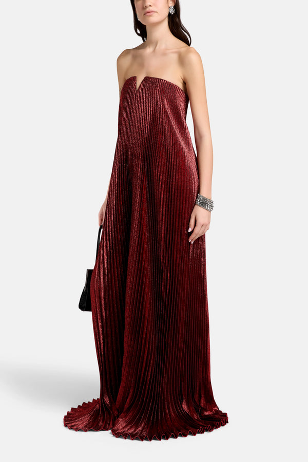 Black Tie Strapless Evening Dress in Red