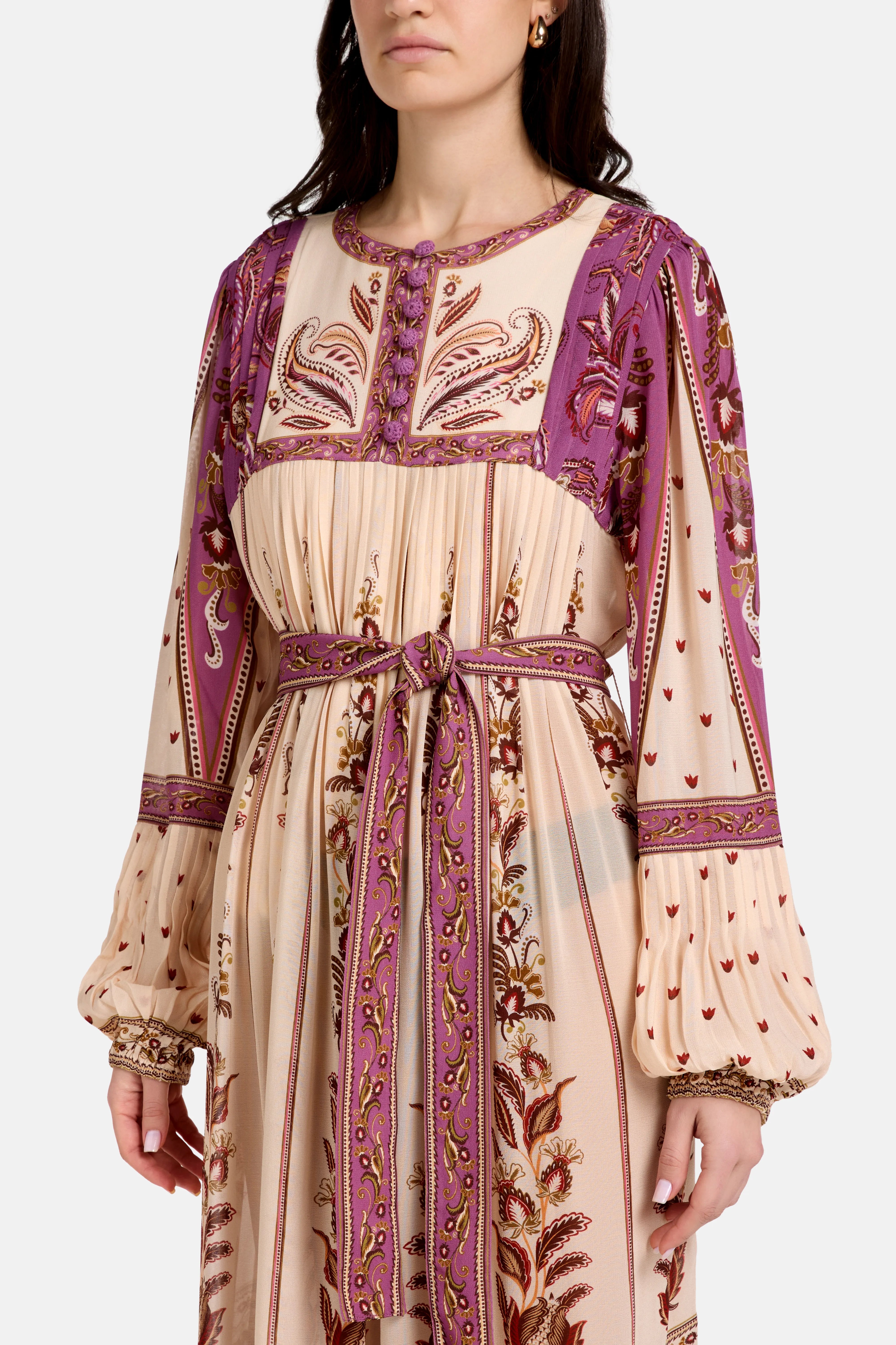 Delicate Ainika Sand Maxi Dress in Brown