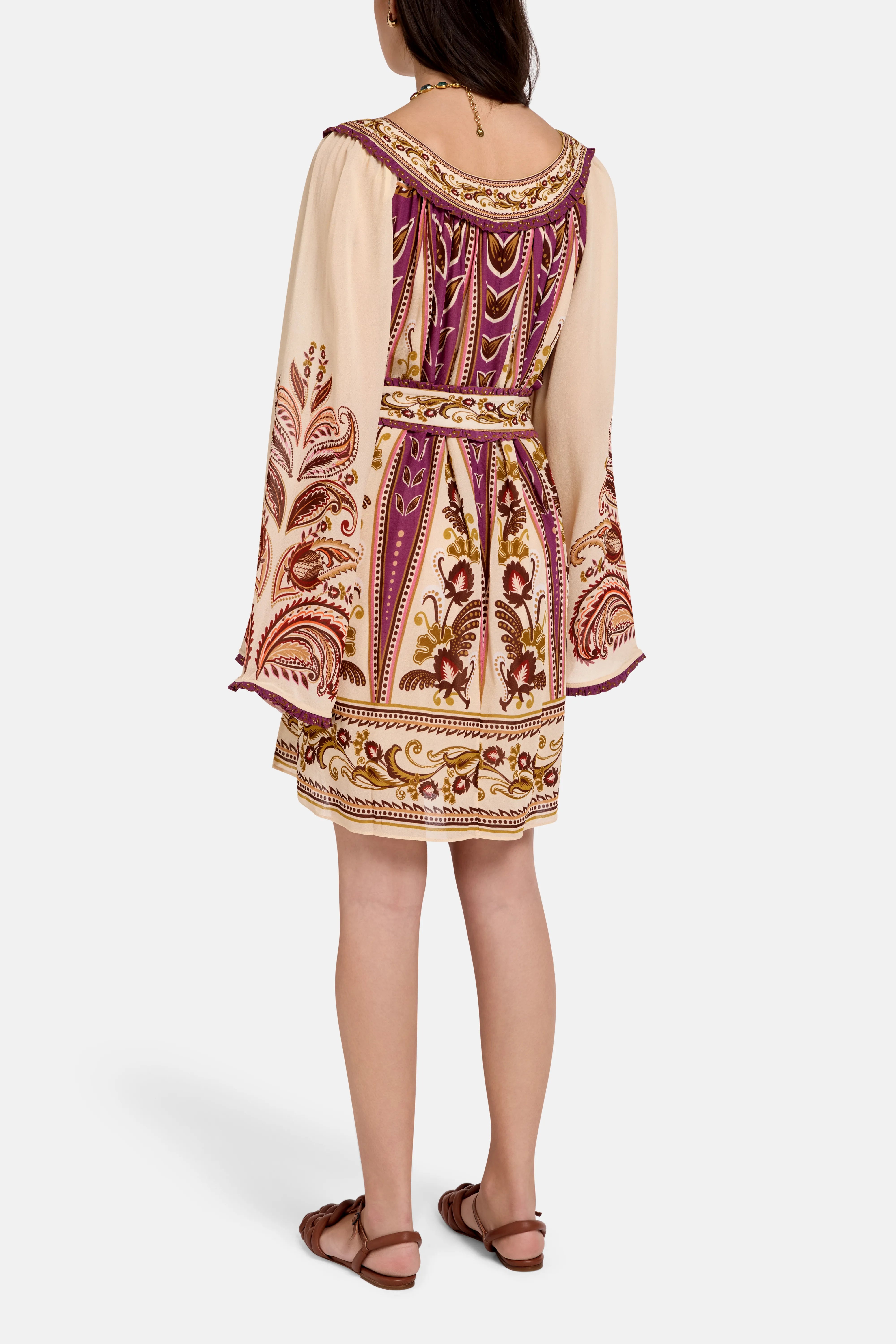 Delicate Ainika Sand Mini Dress in Brown