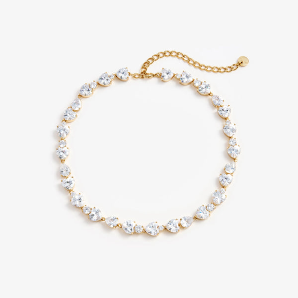 Heart Crystal Necklace in Gold