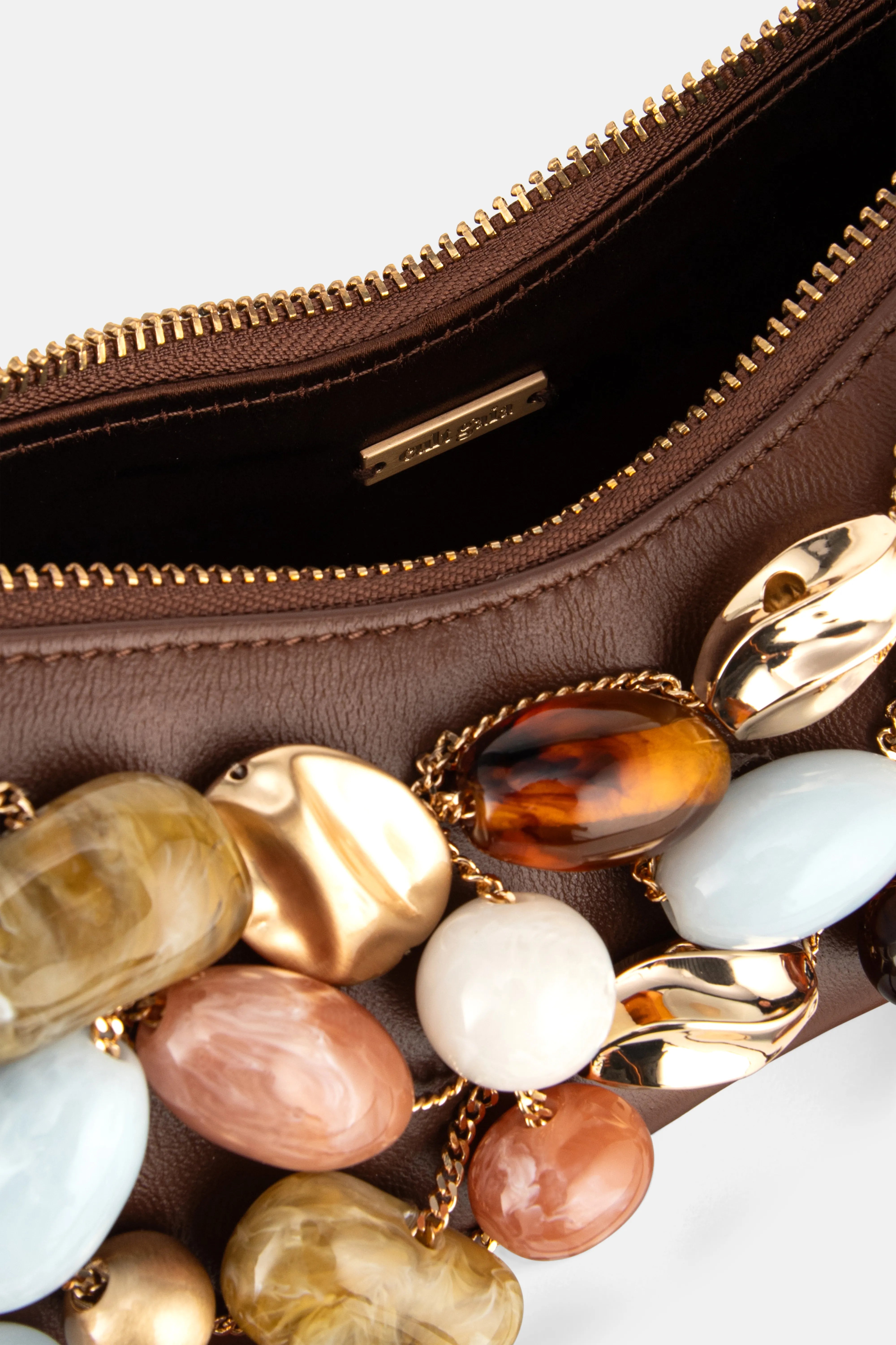 Mercier Stone Embellished Mini Shoulder Bag in Brown