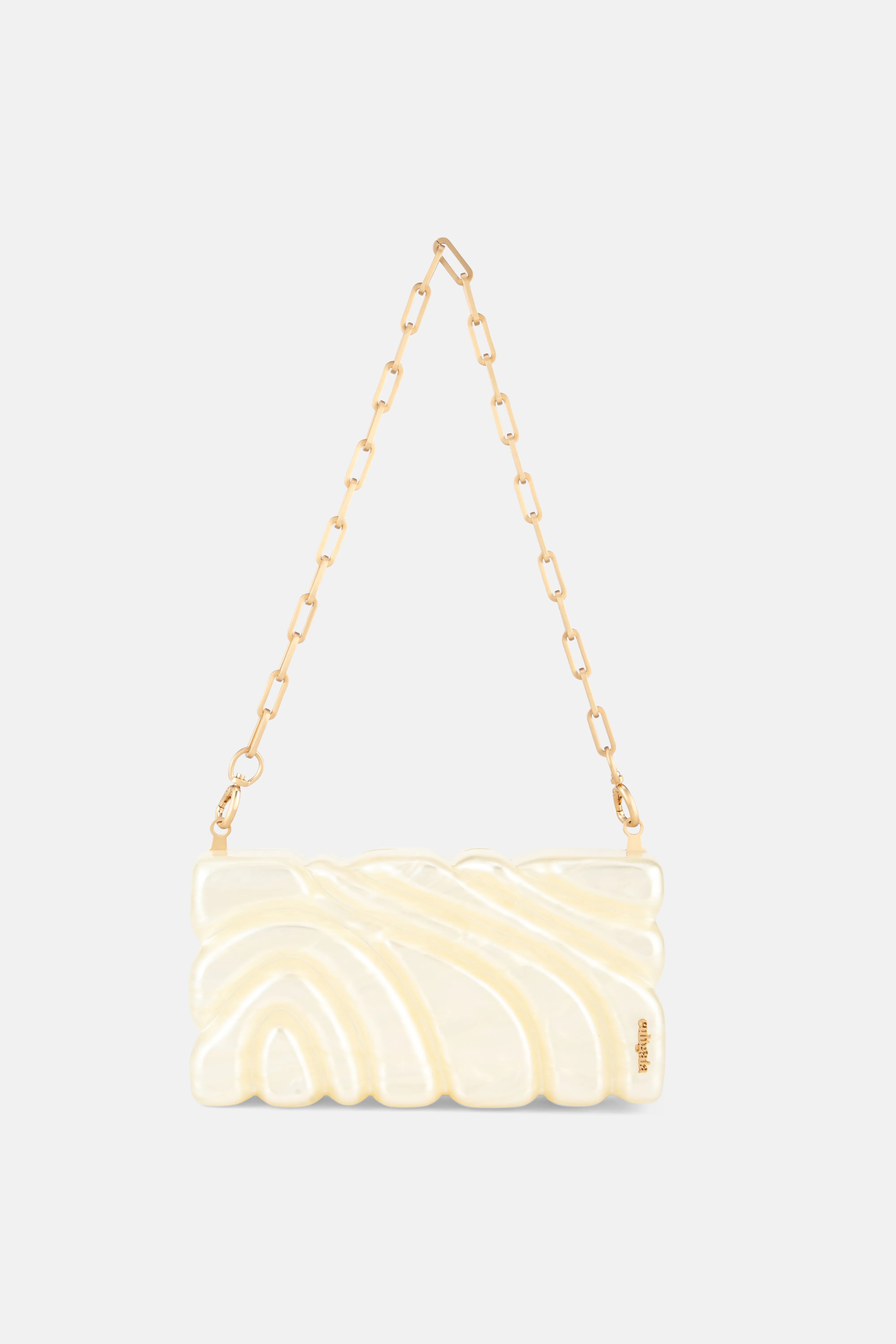 Aura Clutch Bag in Beige