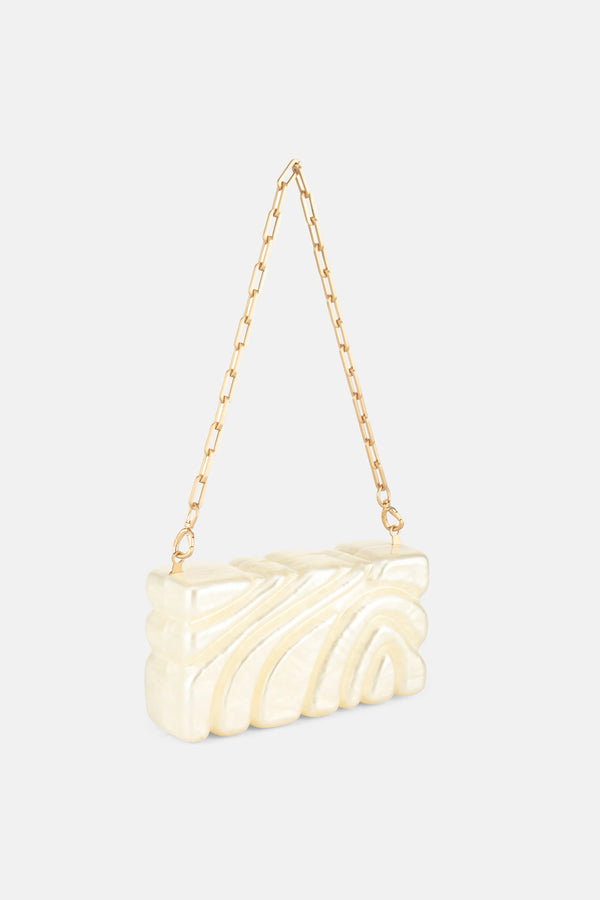 Aura Clutch Bag in Beige