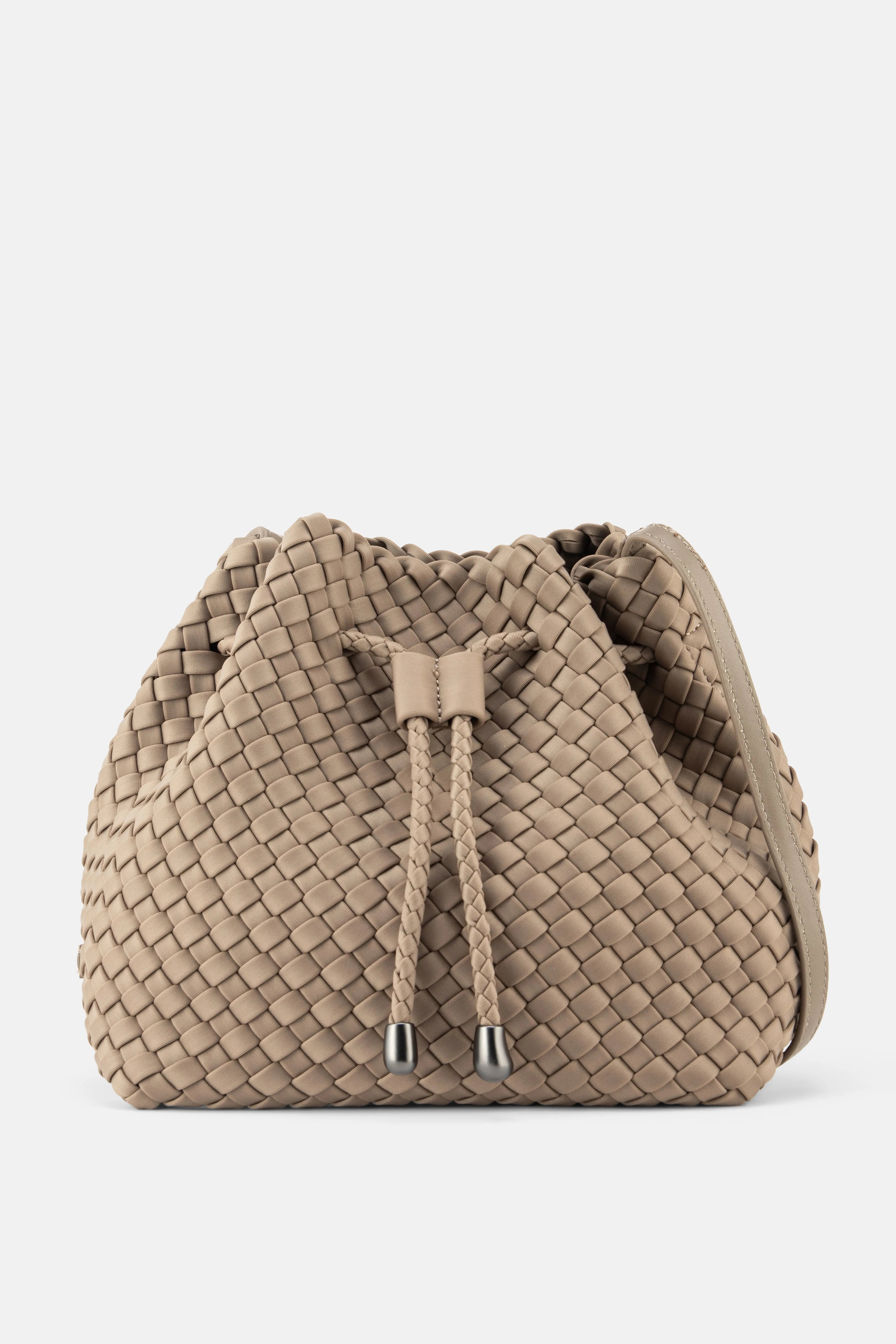 Gramercy Woven Bucket Bag in Beige