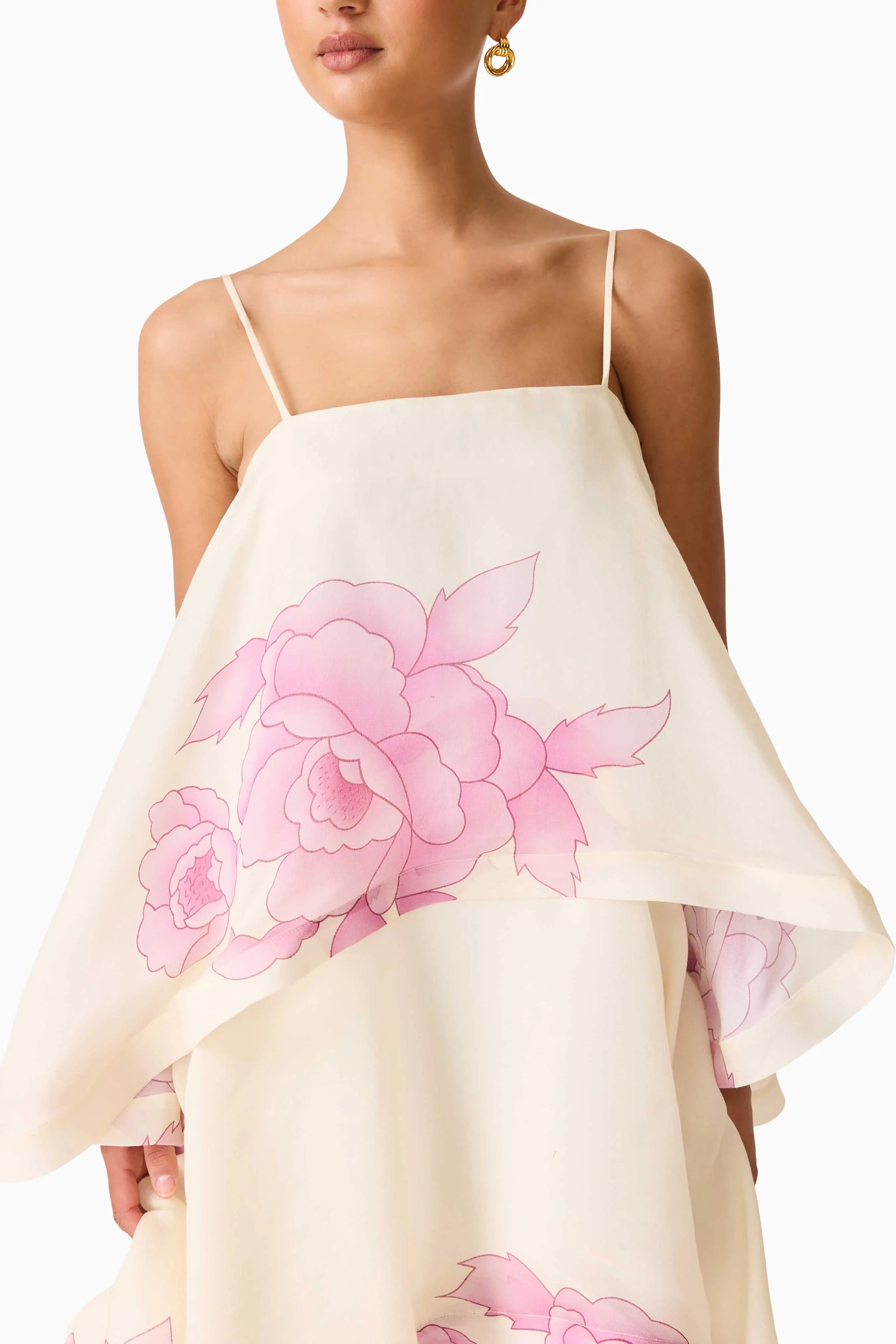 Rova Tiered Floral Maxi Dress in Cream