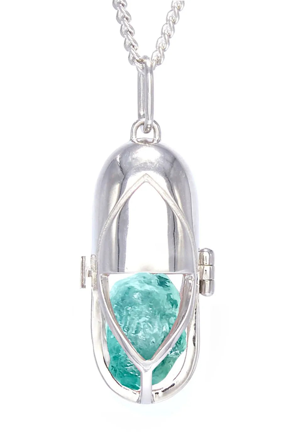 Capsule Crystal Pendant Necklace in Silver