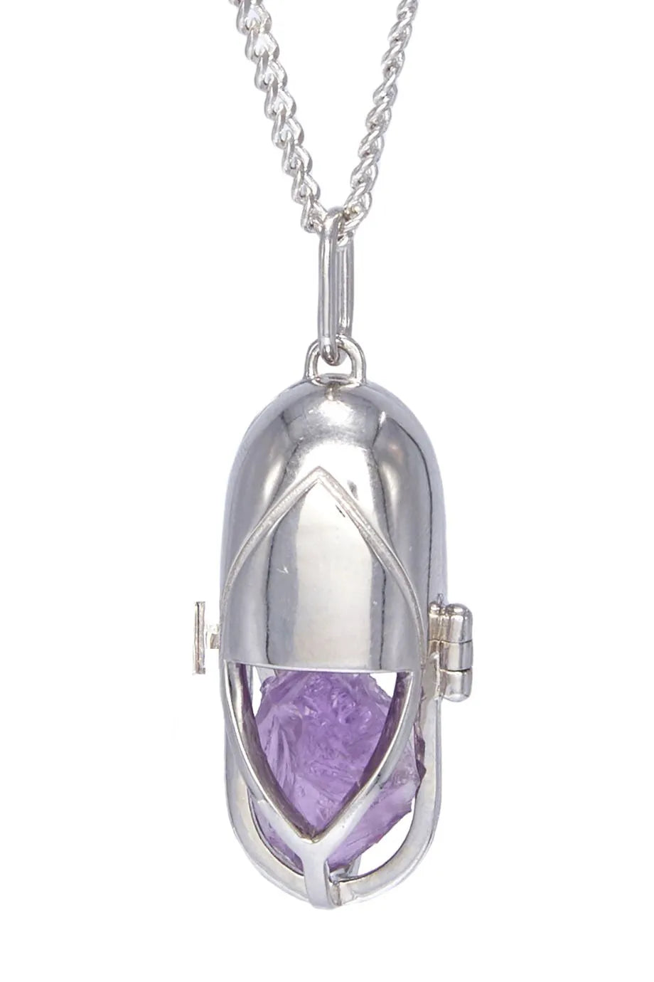 Capsule Crystal Pendant Necklace in Silver