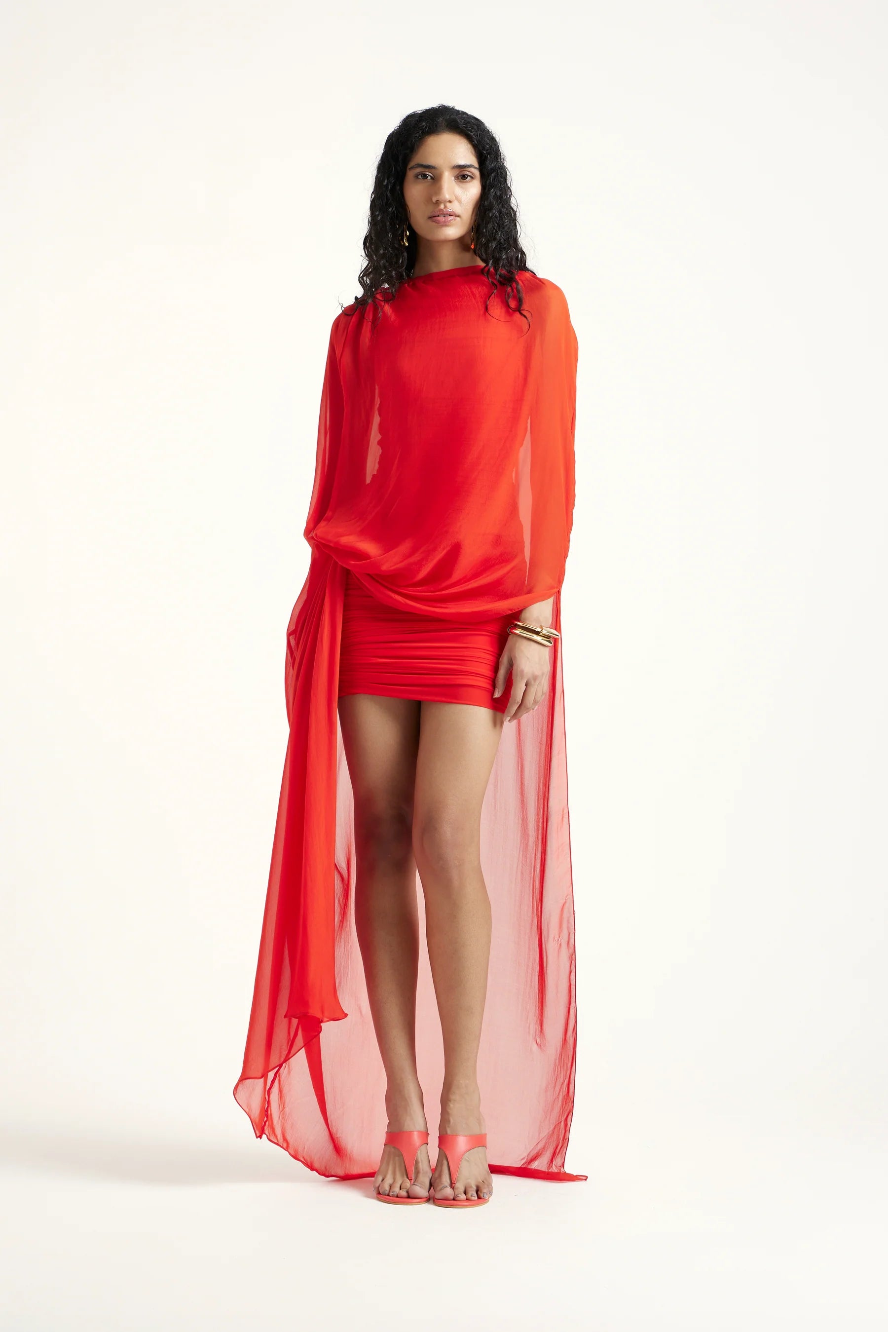 Sloane Chiffon Mini Dress in Red