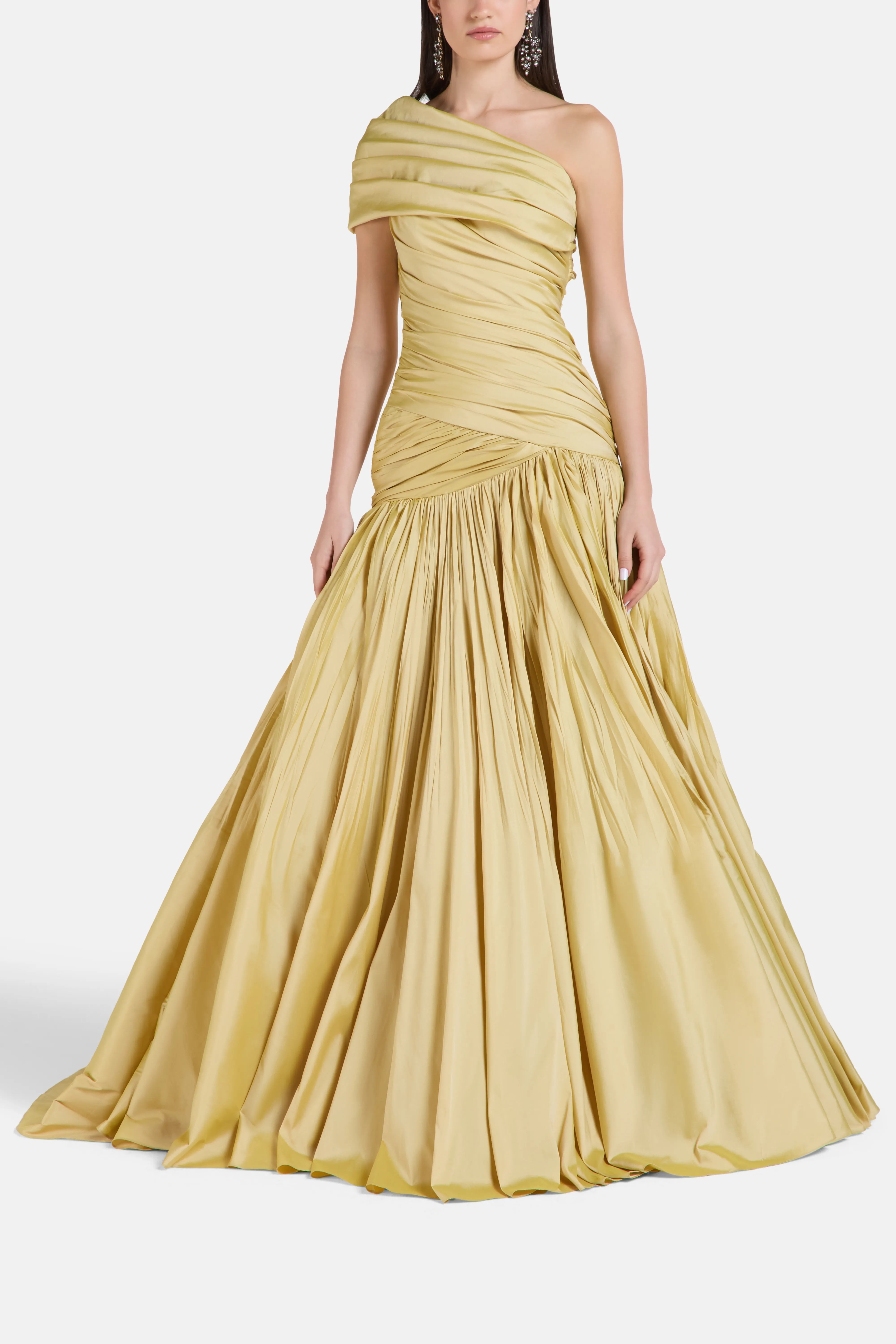 One Shoulder Evening Gown in Gold