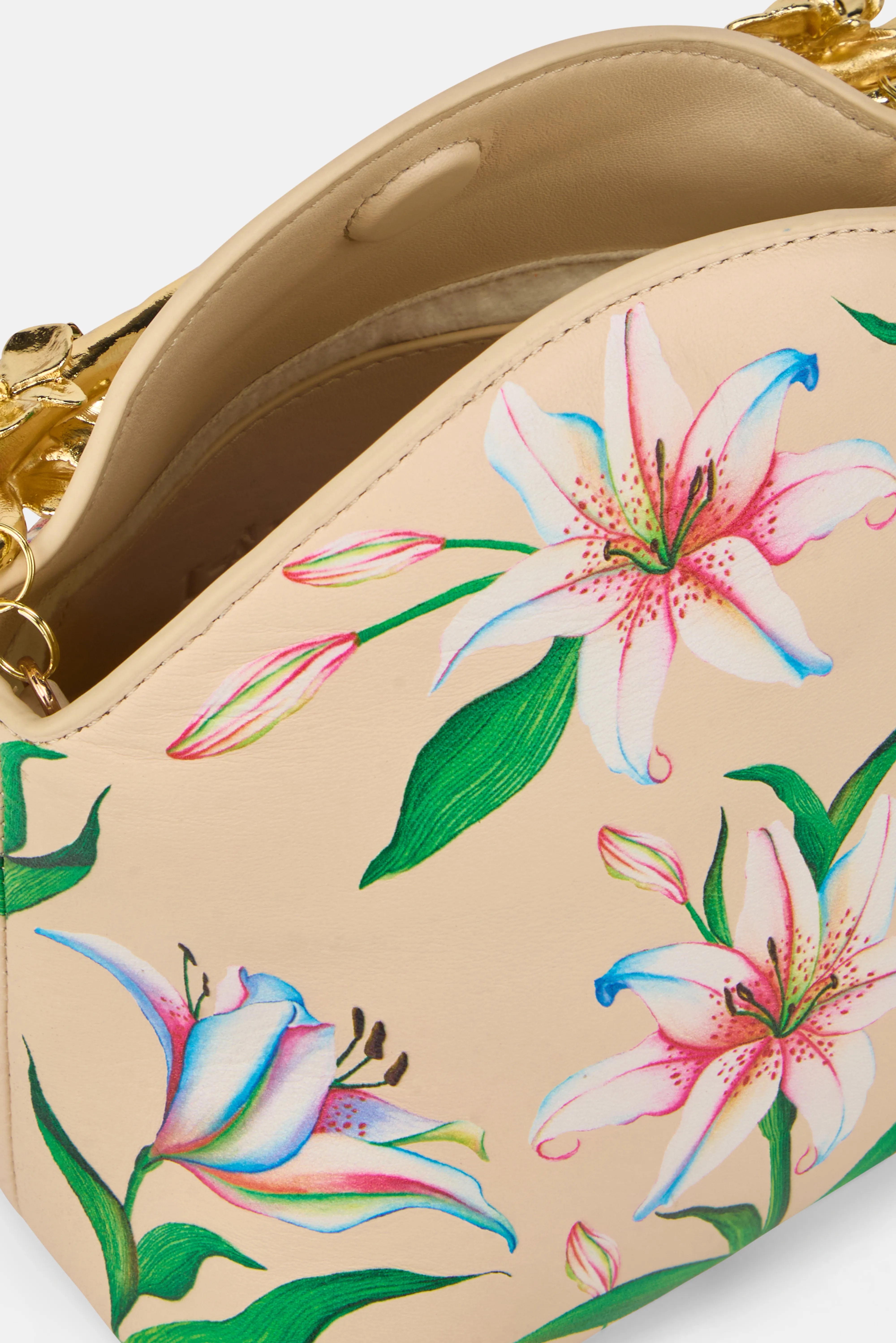 Sonnet Lily Garden Floral Top Handle Bag in White