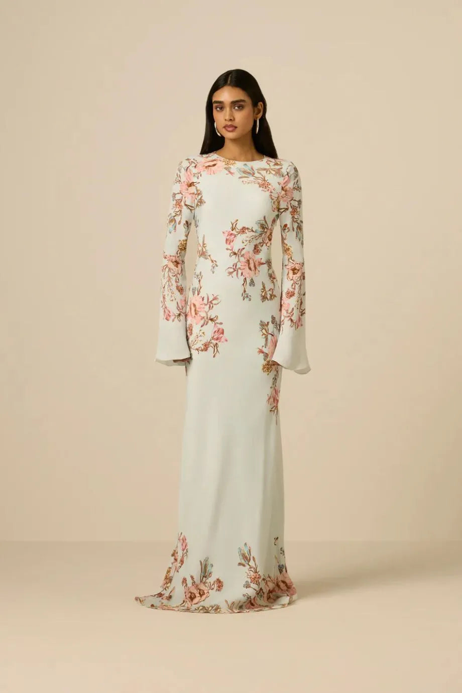 Ezra Floral Maxi Dress in Beige