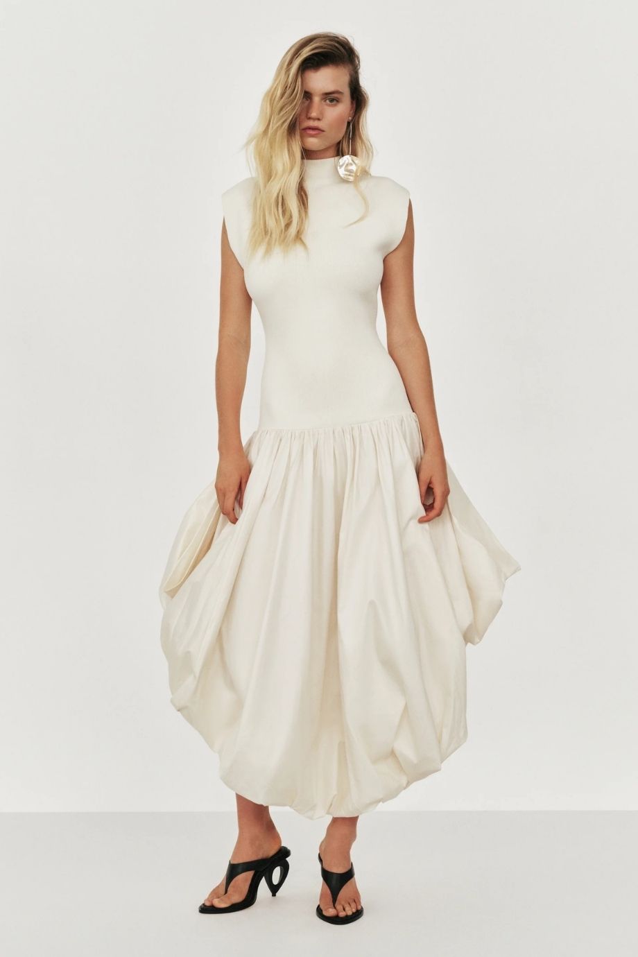 Venetia Knit Midi Dress in White